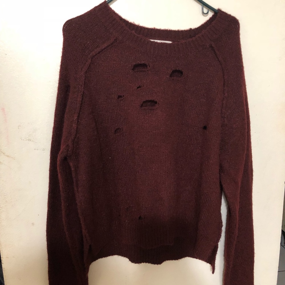 Distressed cropped sweater